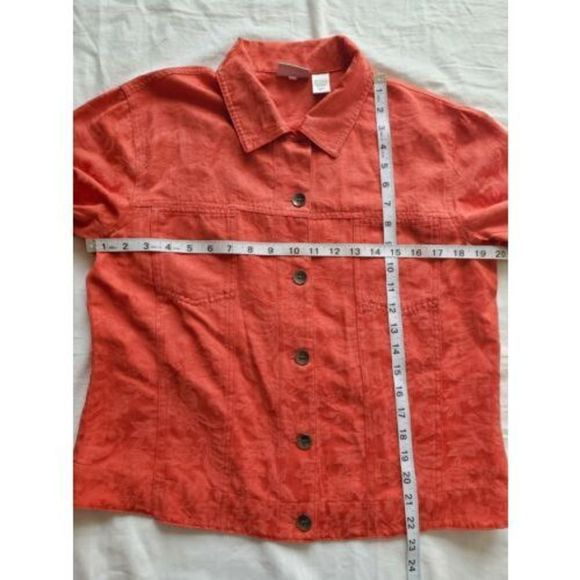Chicos Lightweight Jacket Shirt Coral Button Down SZ 1 Medium 8 - Picture 5 of 8